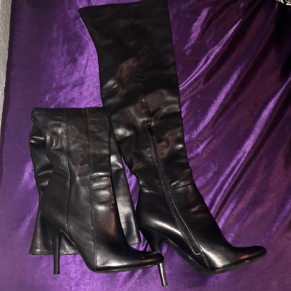 Aldo Black Thigh High Vegan Leather Boots size 37